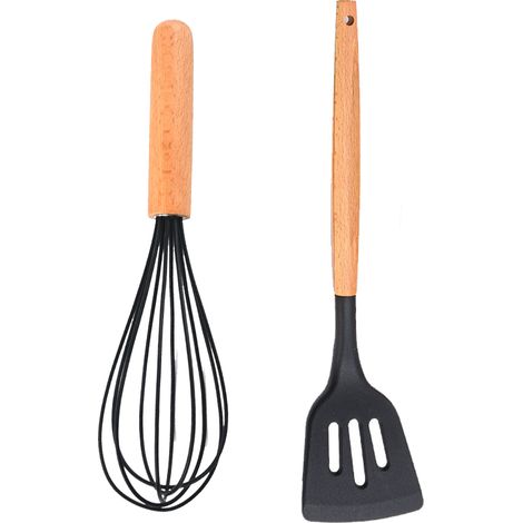 Ustensiles De Cuisine En Bois - Résistance à La Chaleur Pour Casseroles Antiadhésives - Set De 2 Pièces (1/5)