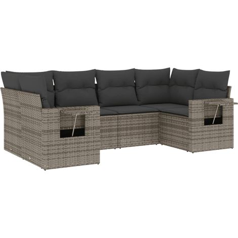 Maison Exclusive - 6-tlg. Garten-Sofagarnitur mit Kissen Grau Pol