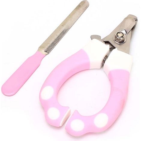 Coupe-ongles en acier inoxydable pour chats et chiens avec lime à ongles assortie - Rose