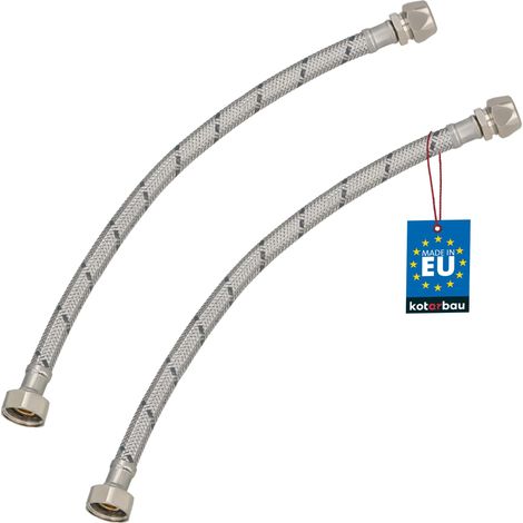KOTARBAU® Lot de 2 Flexible Robinet 1/2" x 3/8" - Tuyau Robinet Cuisine 40 cm - Écrou Tournant x Raccord à Sertir - Rallonge Robinet Cuisine Flexible - Tuyau Flexible Plomberie - Acier Inoxydable (1/4)