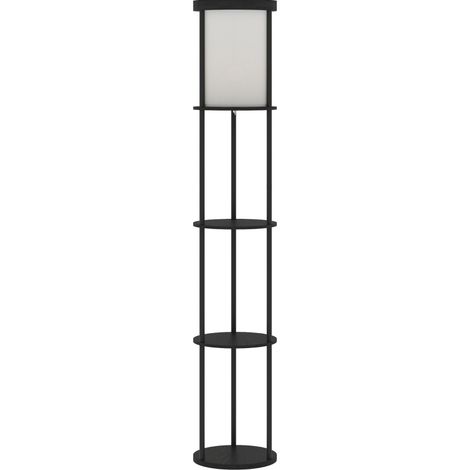 Lámpara de pie negra con 3 estantes, mando a distancia y pedal, luz regulable, 158 cm (1/5)