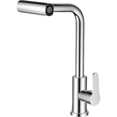 Robinet de cuisine en acier inoxydable 304 avec rotation à 360°, flexible extensible de 60 cm et 4 jets - Mitigeur haute pression pour évier (1/5)