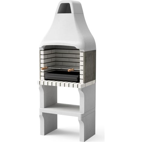 MOVELAR - Barbacoa de Obra Prefabricada de Leña y Carbón Modelo New Iberia Plus XL (Gris, Naranja - 69 x 47 x 190 cm) REF: M00366 - Cocina de Exterior para Jardín o Patio (1/4)