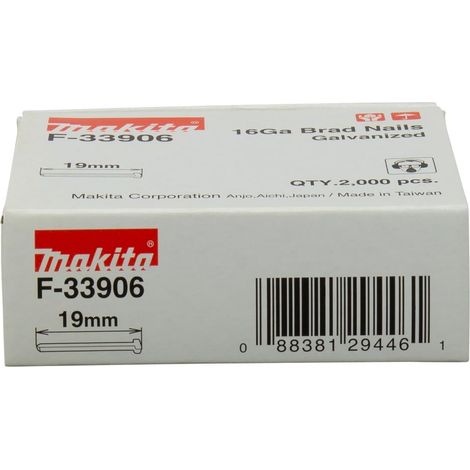 Makita F-33906 1mm X 19mm Galvanised 16 Gauge Brads 2000 Pieces DBN600 AF601
