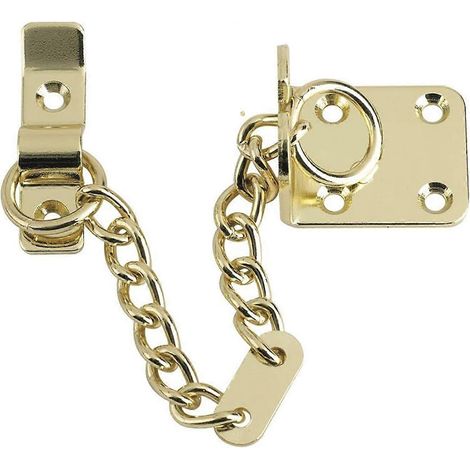 Chaîne de porte en laiton poli, limiteur de porte extérieur et intérieur pour portes en bois et en PVC, sécurité supplémentaire pour porte d'entrée pour une identification de l'appelant plus sûre. (1/4)