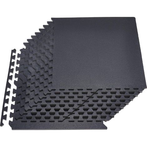 VEVOR Esterilla Puzzle 12 Piezas de 610 x 610 x 14 mm, Suelo Gimnasio de Goma EVA, Colchoneta de Ejercicios Alta Densidad Color Negro Antideslizante Antiruido Antigolpe para Casa Oficina Equipo Pesado (1/5)
