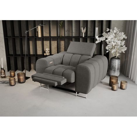 Sessel mit Relaxfunktion BASTIEN RELAX in Stoff Moly Grau