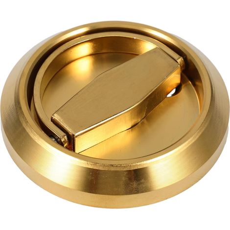 Verrou de Porte Invisible en Acier Inoxydable 304 Serrure Ronde à Tirer avec Poignée Annulaire Double Face pour Sécurité Maison Bureau Installation Apparente Simple Or (1/5)