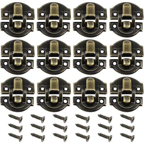 12 PCS Loquet Laiton Antique en Fer Loquet Verrous Vintage Coffre 26 29 MM Fermoir Boîte avec 48 PCS Vis Serrure Moraillon Vintage pour Décoration Coffret Boîte à Bijoux en Bois bronze (1/5)