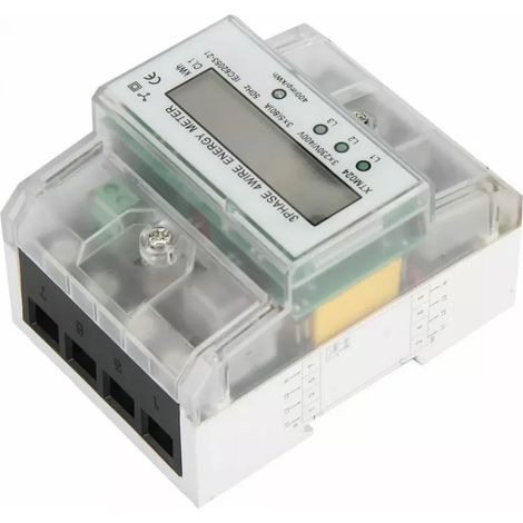 Compteur Électrique Triphasé LCD - 230V/400V AC - 100 A - Précision Classe 1 - Montage Rail DIN - 4 Fils (1/5)