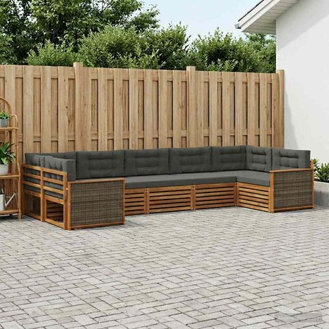 vidaXL Outdoor-Sofagarnitur mit Kissen 7 pcs Natur und Anthrazit (1/5)