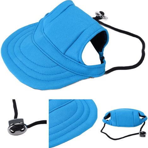 Chapeau de Baseball pour Chien Protection Solaire Confortable réglable Sports pour Animaux de Compagnie avec Trous d'oreille pour Petits ChiensBleu M (1/5)