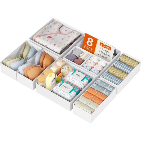Schubladen Organizer Unterwäsche Kleiderschrank Faltbar 8 Stück Weiß (1/5)