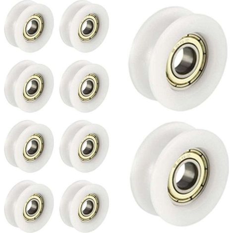 10 pezzi o nylon con cuscinetti a sfere in plastica integrati 608, 6 30 rullo guida scanalato da 10 mm