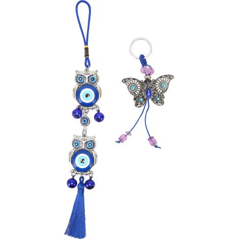 Porte-bonheur œil brillant en métal et émail coloré, amulette main œil pour voiture chambre bureau, décoration suspendue porte-chance mignonne (1/5)