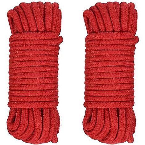 Stück 10 m weiches Baumwollseil, vielseitig verwendbares langes Seil, dickes geflochtenes Nutzseil für Camping, Gartenarbeit, Binden und Basteln-Red