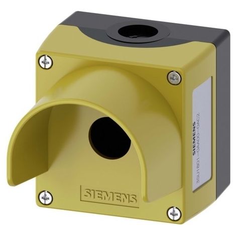Siemens Caja para dispositivos de mando, 22mm, redondo, plástico, amarillo, 1 punto de mando, 3SU18010AA000AC2