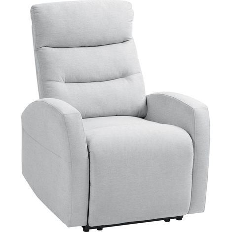 Sillón reclinable ajustable con reposapiés, tela gris claro (1/5)