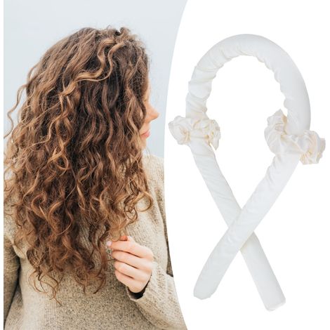 [Bandeau de mise en forme] Bandes sans chaleur pour cheveux avec support en mousse spongieuse et élastique, deux bandes de maintien et manuel d'instructions inclus, disponible en jaune (3x100cm) (1/5)