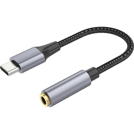 Adaptateur de câble auxiliaire USB-C, convertisseur de casque USB-C vers AUX, câble audio USB-C mâle vers jack 3,5 mm femelle (1/4)