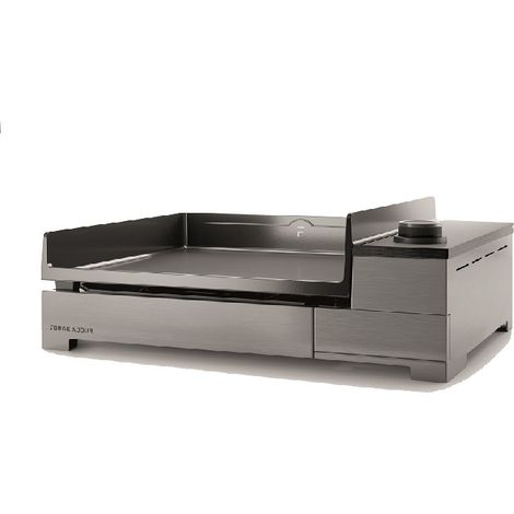 Forge Adour – Plancha électrique 2500W plaque fonte émaillée 53.5x40.5cm – Châssis inox satiné – Récupérateur de graisse 1,2L – 4 pieds réglables (1/5)