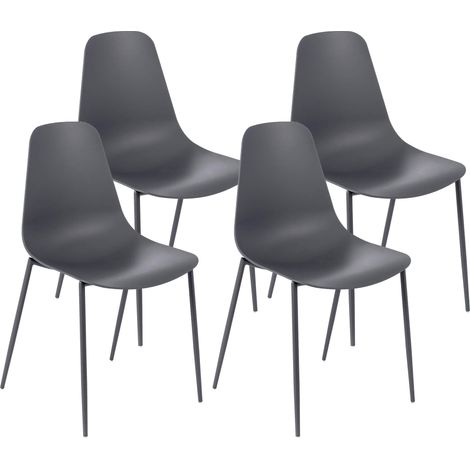 Set 4 Sedie 49x48,5x88 cm in Polipropilene Grigio Scuro (1/5)