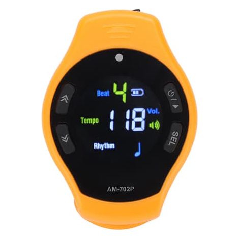 Métronome à pince Mini rechargeable avec écran couleur, métronome portable et dynamique, fonction de mémorisation du tempo pour la course, la corde à sauter et l'entraînement au tempo (orange). (1/5)
