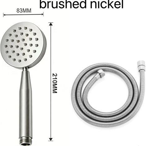 (Lot de 2) Tête en nickel brossé, flexible de douche de 150 cm en acier inoxydable, pommeau de douche, accessoires pour robinetterie murale (1/5)