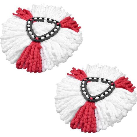 Lot de 2 têtes de vadrouille compatibles avec la tête de rechange Vileda 2 en 1 Turbo Mop, rouge, blanc. (1/5)