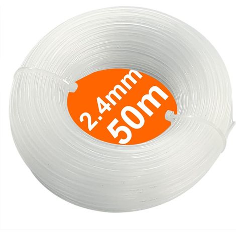 Fil souple en nylon pour débroussailleuse, débroussailleuse, 2,4 mm, 50 m, blanc, 1 pièce, O24 (1/5)