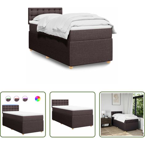vidaXL Surmatelas -  Sommier à lattes de lit avec matelas Marron foncé 90x200 cm (1/5)