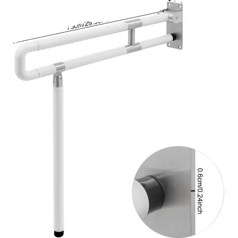 Barra de seguridad para inodoro, soporte resistente, montaje en pared, BLANCA (1/2)