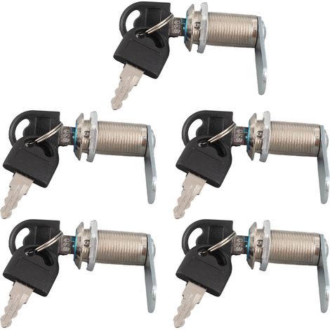 Lot de 5 verrous à came de sécurité de 30 mm (1,18 po) pour armoire, camping-car, tiroir, boîte aux lettres ou boîte à outils. (1/5)