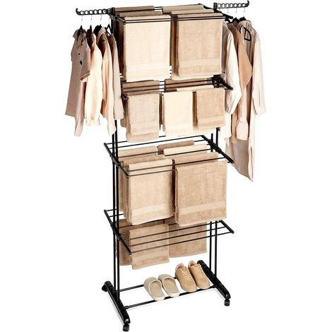 Vertical metal clothes drying rack black 4 tier xxl 235492179 (1/5)