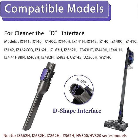 Für Shark IX141 IZ363HT IZ361H IZ483H IZ362H Bürstenaufsatz aus Pferdehaar Fugendüse Adapter für D-förmigen Staubsauger A (Lila) (1/4)