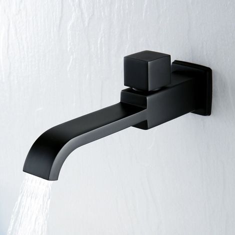 [NEVER USED] Basin Faucet, Water Tap, Matte Black Brass Anti-oxidation Wall Mounted Faucet Cold Water Tap for Kitchen Bathroom (1/4)