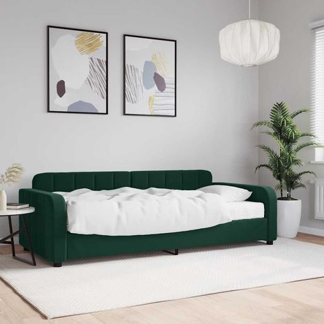 Tagesbett mit Matratze Dunkelgrün 90x200 cm Samt