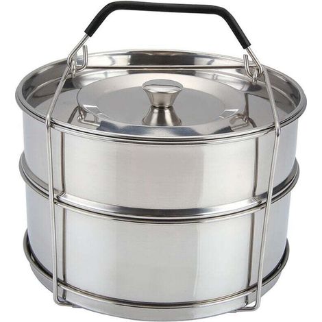 Sacchetti per cottura a vapore impilabili, sacchetti per cottura a vapore a doppia parete in acciaio inox, maniglie e coperchi, accessori per pentole a pressione da 6/8 litri per cottura in forno