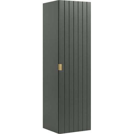 Meuble colonne suspendu de salle de bain HARMO 31 x 110 cm Façade rainuré vert semi-mat (1/5)