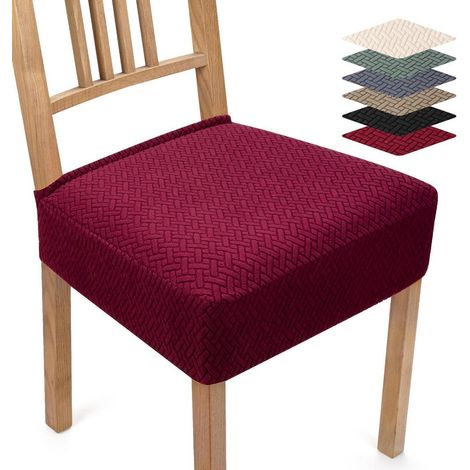 Stuhlbezug Jacquard 4er Set, elastisch, waschbar, Rotwein (1/5)