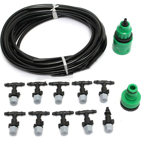 Kit d'arrosage goutte à goutte avec brumisateur, tuyau 5M et 10 buses, système micro-irrigation automatique pour jardin, terrasse et serre, économie d'eau (1/4)