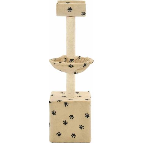Maison Exclusive - Albero per Gatti Tiragraffi Sisal 105 cm Zampe Stampate Beige (1/5)