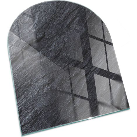 Funkenschutzplatte für Kamin Dekorative Glas Glasbodenplatte Glasboden Hartglas Steinoberflächenstruktur 80x70 cm