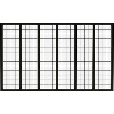 Verrière atelier intérieure aluminium noir 6 vitrages 201 x 117 cm - Décor géométrique - Damier - noir et transparent - Verre trempé (1/5)