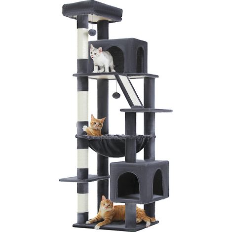 Arbre à chat, design multi-niveaux, condos spacieux, AMT0281DGY, 180cm (1/2)