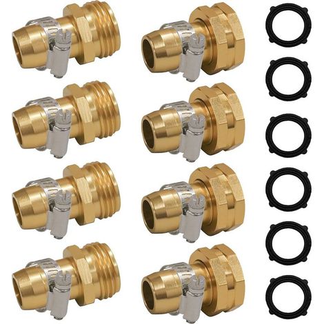 Connecteurs de service de tuyau d'arrosage avec clips pour raccords de tuyau d'arrosage 3/4" ou 5/8", lot de 4 (1/5)