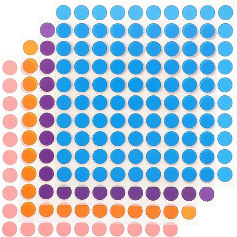 16 autocollants blancs ronds, autocollants de couleur, étiquettes adhésives (1/2)