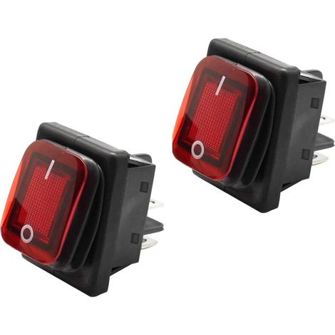 Interruttore a bilanciere KZQ [2 pezzi] Interruttore a bilanciere ON/OFF a 4 terminali con luce rossa 16A 250V AC Copertura impermeabile SPST per auto, camion, barca, camper (1/4)