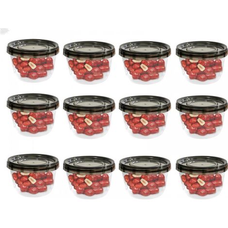 Bocaux hermétiques congélateur – Lot de 12 contenants noirs transparents en plastique alimentaire résistant au froid (1/5)