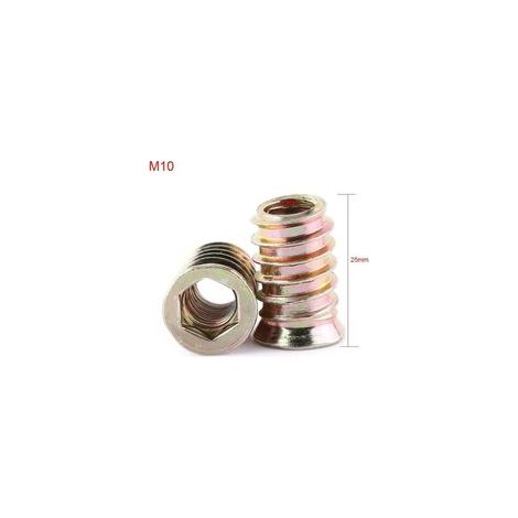 Paquet de 20 écrous hexagonaux filetés en alliage de zinc M10, assortiment d'écrous à insert en alliage de zinc (M10x25mm) (1/5)